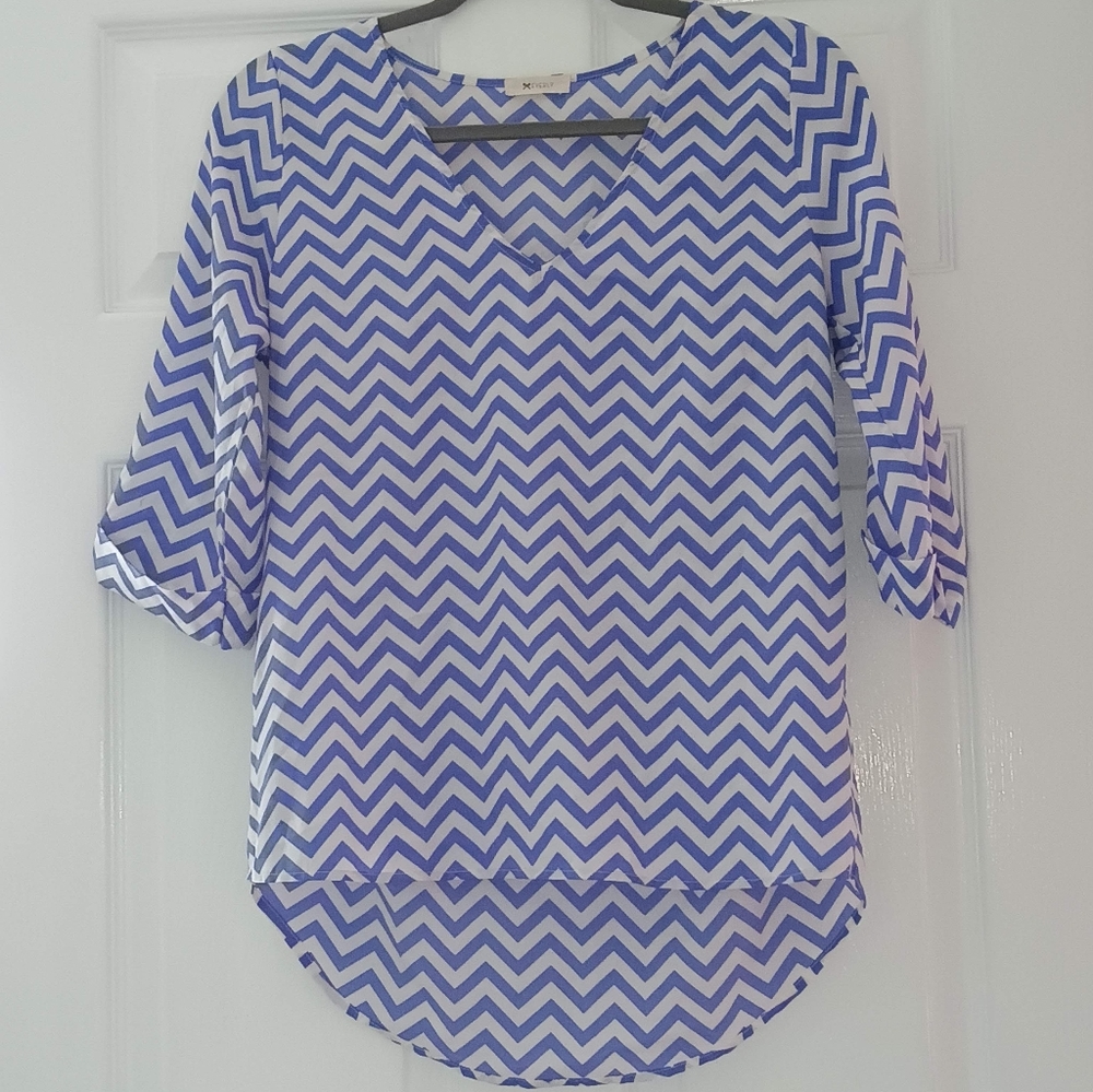 Blue and white blouse